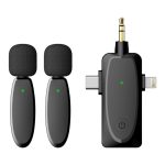 3-in-1-Mini-Wireless-Lavalier-Mikrofone für iPhone/Android/Kamera mit Rauschunterdrückungsfunktion, One by Two