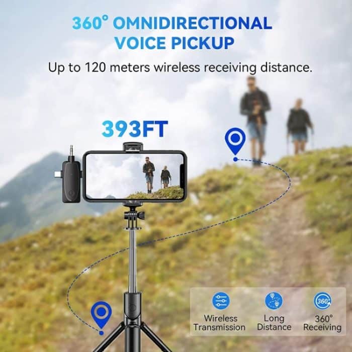 3-in-1-Mini-Wireless-Lavalier-Mikrofone für iPhone/Android/Kamera mit Rauschunterdrückungsfunktion, One by Two – Bild 8