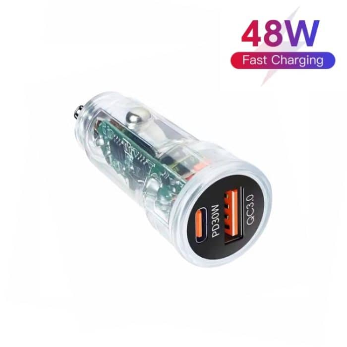 P35 48W PD30W+QC3.0 18W USB Transparentes Auto-Schnellladen, P35 (Transparent), P35 (Transparent Blue) – Bild 7