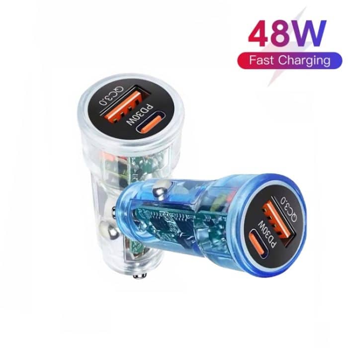 P35 48W PD30W+QC3.0 18W USB Transparentes Auto-Schnellladen, P35 (Transparent), P35 (Transparent Blue) – Bild 5