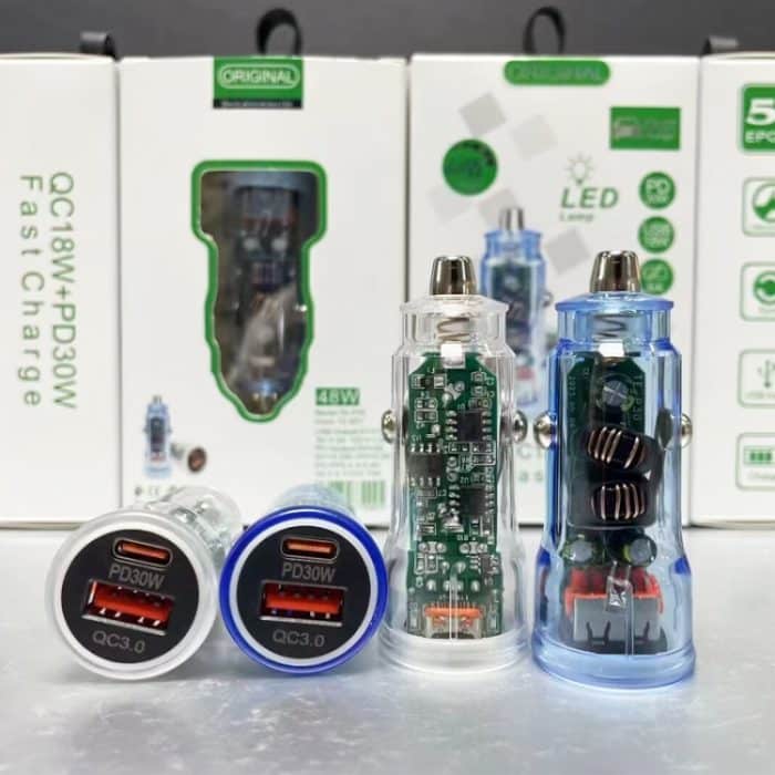 P35 48W PD30W+QC3.0 18W USB Transparentes Auto-Schnellladen, P35 (Transparent), P35 (Transparent Blue) – Bild 6