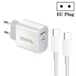 PD30W USB-C / Typ-C + QC3.0 USB-Dual-Port-Ladegerät mit 1 m Typ-C-zu-Typ-C-Datenkabel, EU Plug, US Plug, AU Plug