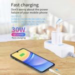 PD30W USB-C / Typ-C + QC3.0 USB-Dual-Port-Ladegerät mit 1 m Typ-C-zu-Typ-C-Datenkabel, EU Plug, US Plug, AU Plug – Bild 4