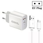 PD30W USB-C / Typ-C + QC3.0 USB-Dual-Port-Ladegerät mit 1 m USB-auf-Micro-USB-Datenkabel, EU Plug, US Plug, AU Plug