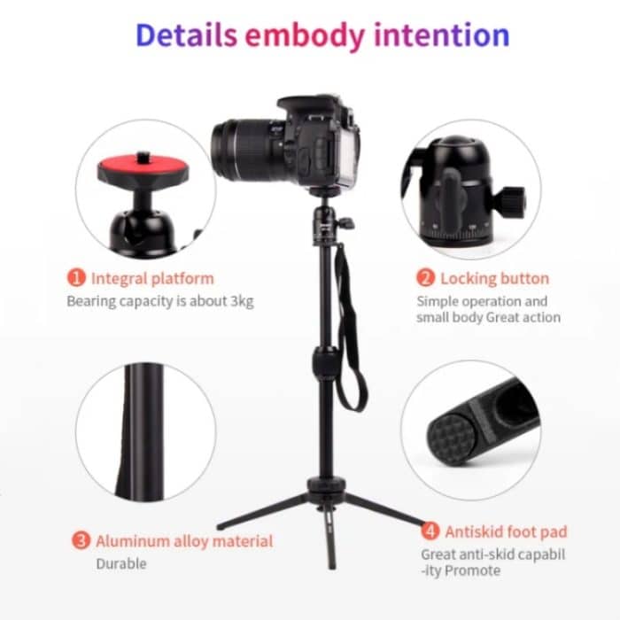 JMARY MT68 Aluminiumlegierung Teleskop Tragbare Selfie Mini SLR Kamera Telefon Stativ – Bild 4