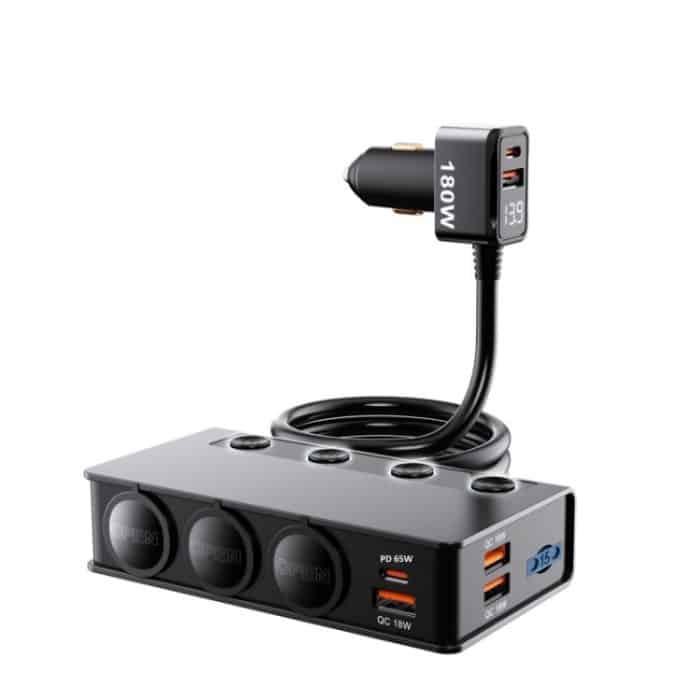 TR-54 9-in-1-Multi-Ports PD+QC3.0 USB-Autoladegerät 3-Sockel-Zigarettenanzünder-Splitter – Bild 2