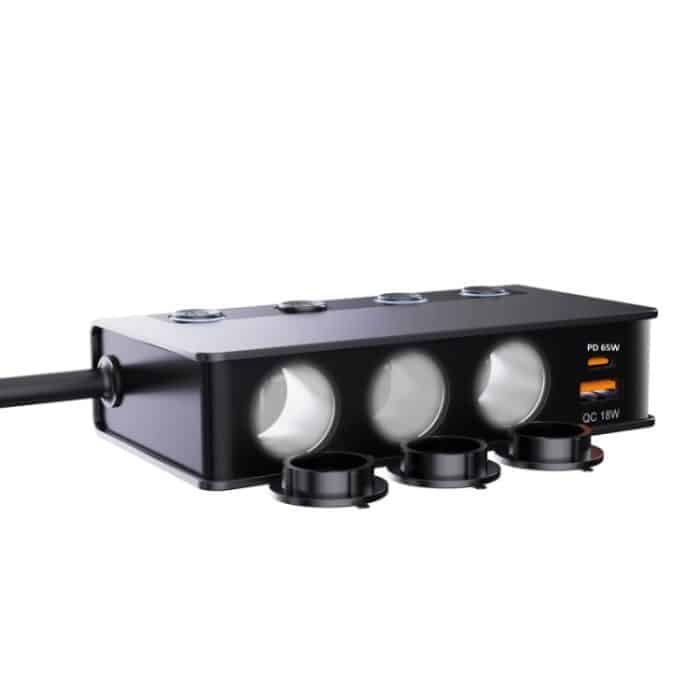 TR-54 9-in-1-Multi-Ports PD+QC3.0 USB-Autoladegerät 3-Sockel-Zigarettenanzünder-Splitter – Bild 4