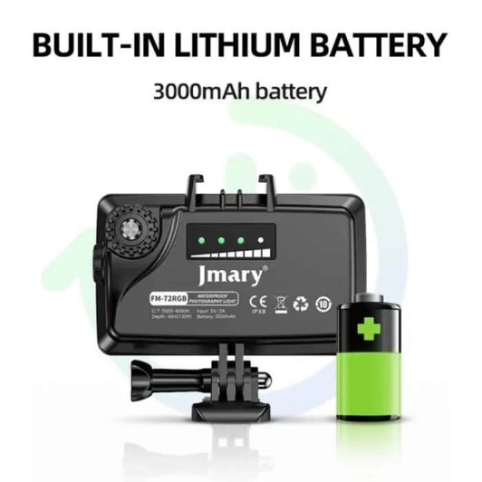 JMARY FM-72RGB wiederaufladbare Tauchfotografie RGB IPX8 wasserdichte Kamera LED-Fülllicht – Bild 3