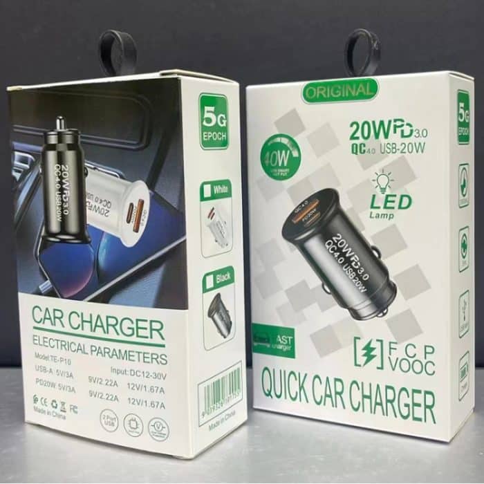 P10 Mini Style QC4.0 USB / PD20W Dual-Port-Autoladegerät, P10 (Black), P10 (White) – Bild 6