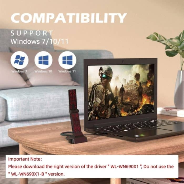 WAVLINK WN690X1 Für PC AX1800 WiFi 6 Wireless-AX USB3.0 Adapter Dual Band Netzwerk Adapter – Bild 6
