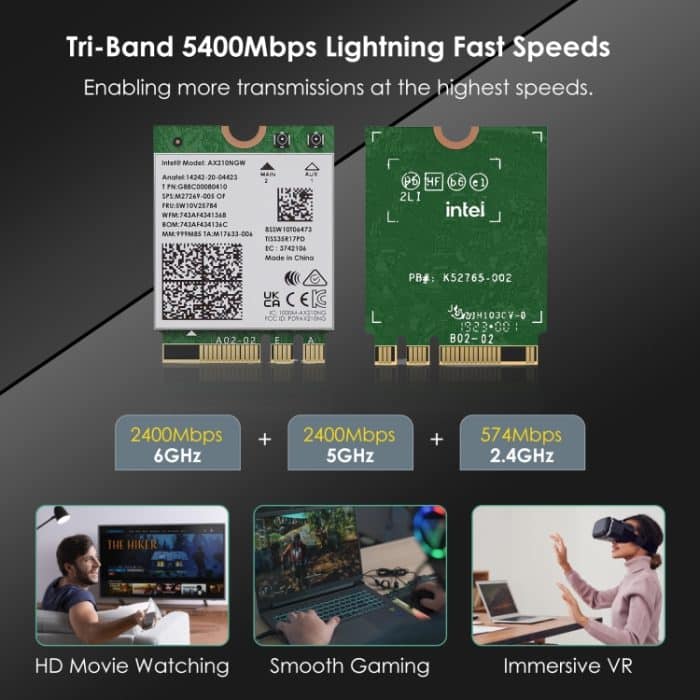 WAVLINK WN675X3M Tri-Band Wi-Fi 6E Netzwerkkartenmodul BT 5.2 5400 Mbit/s Netzwerkadapter – Bild 5