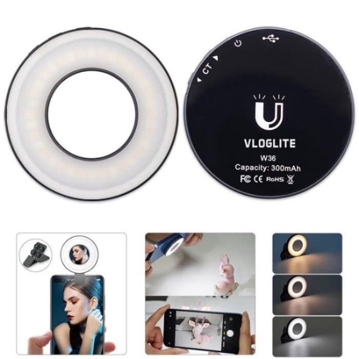 SYA0023619.jpg VLOGLITE W36 Mini-LED-Handy-Fülllicht mit Make-up-Spiegel, magnetischem Selfie-Ringlicht – Bild 1