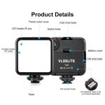 VLOGLITE T49 Tragbare LED-Videoleuchte 5600K Fotografie Fotobeleuchtung Panel Mini Fülllampe – Bild 6