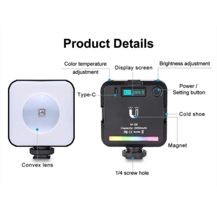 VLOGLITE W-S6 magnetische Mini-Vollfarb-RGB-LED-Kameralicht-Sonnenuntergang-Atmosphärenlampe – Bild 4