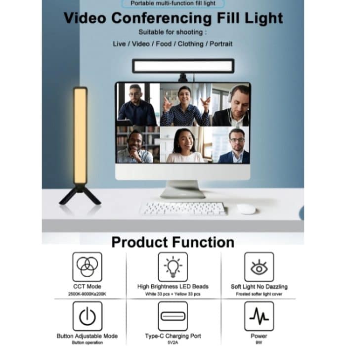 VLOGLITE WS66 LED-Webcam-Streaming-Lichter, Videokonferenz-Beleuchtung, Laptop-Licht mit Stativ – Bild 5