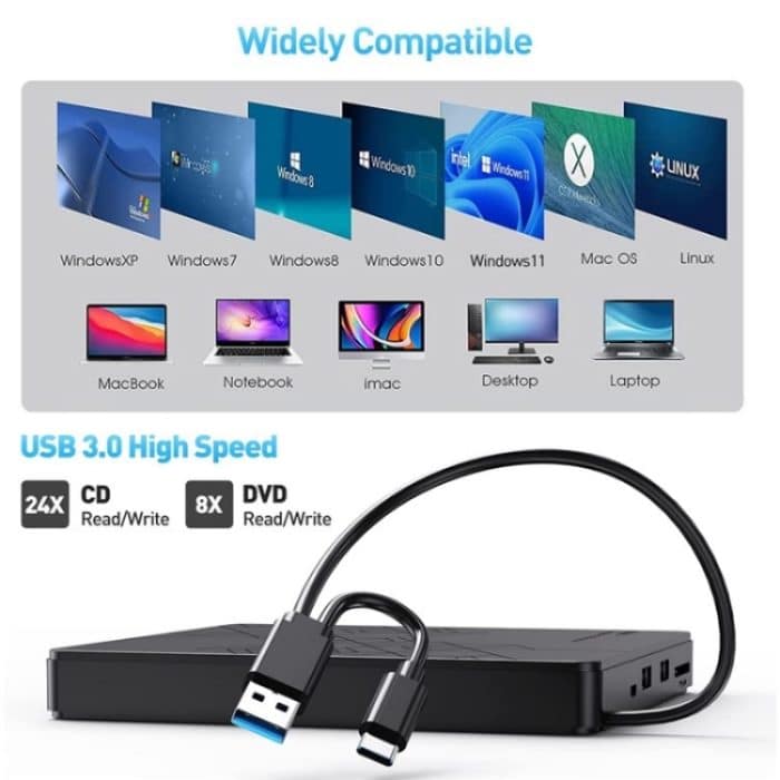 BT668 Lesbare TF/SD-Karte USB-Multifunktions-CD-Player Externes optisches Laufwerk DVD-Brenner – Bild 4