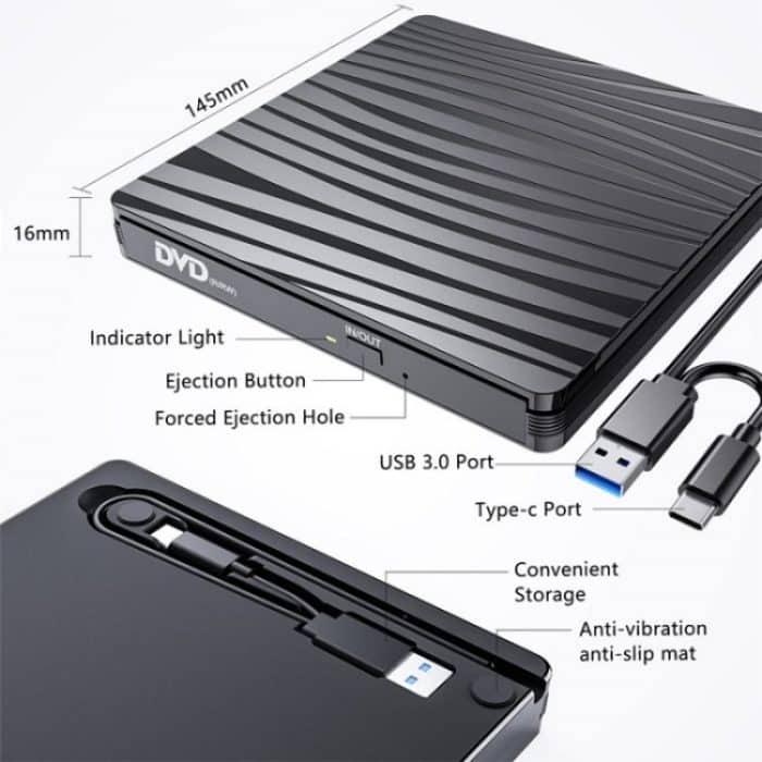 BT689 Tragbarer DVD-Brenner, externes optisches Laufwerk, CD-Player, Win10, USB-Recorder für optisches Laufwerk – Bild 7