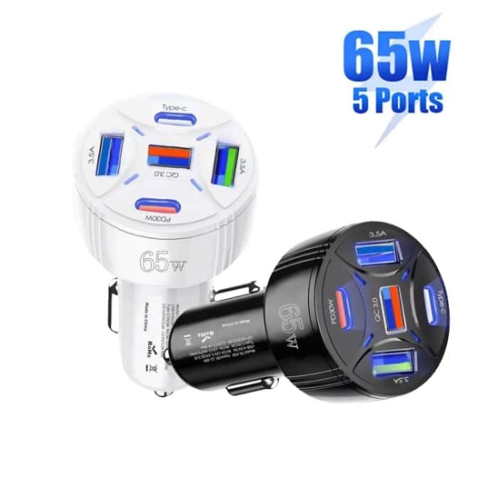 TE-P50 65W PD30W Typ-C x 2 + USB x 3 Multi-Port-Autoladegerät, without Cable – Bild 2