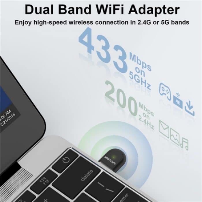 WAVLINK WN691A1F 5GHz / 2,4GHz Wireless Dongle AC650 USB 2.0 WLAN-Adapter – Bild 3