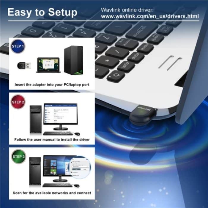 WAVLINK WN691A1F 5GHz / 2,4GHz Wireless Dongle AC650 USB 2.0 WLAN-Adapter – Bild 6