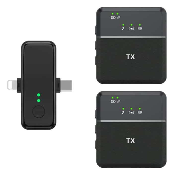 SYA0024350.jpg SX31 3-in-1 Lavalier 2,4 G kabelloses Rauschunterdrückungsmikrofon mit Dual-Sender + Empfänger – Bild 1