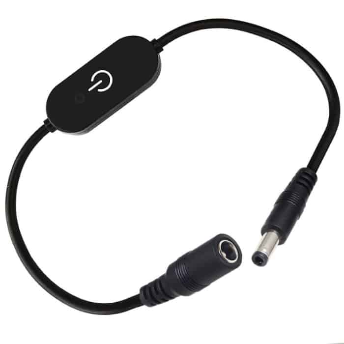 JUNSUNMAY DC 5,5 mm x 2,5 mm LED-Touch-Inline-Dimmerschalter-Controller für einzelne Farbe, Länge 30 cm, DC 5.5mmx2.1mm – Bild 1
