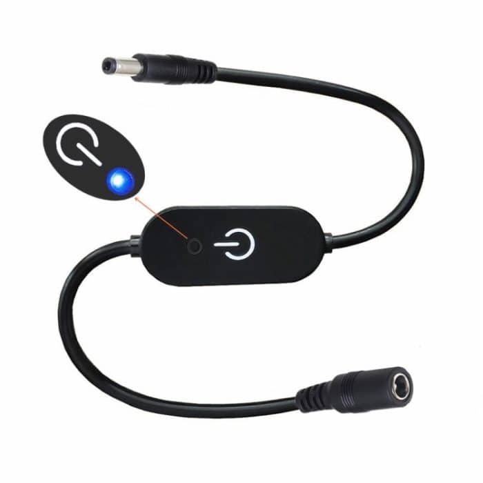 JUNSUNMAY DC 5,5 mm x 2,5 mm LED-Touch-Inline-Dimmerschalter-Controller für einzelne Farbe, Länge 30 cm, DC 5.5mmx2.1mm – Bild 5