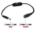 JUNSUNMAY DC 5,5 mm x 2,5 mm LED-Touch-Inline-Dimmerschalter-Controller für einzelne Farbe, Länge 30 cm, DC 5.5mmx2.1mm – Bild 2