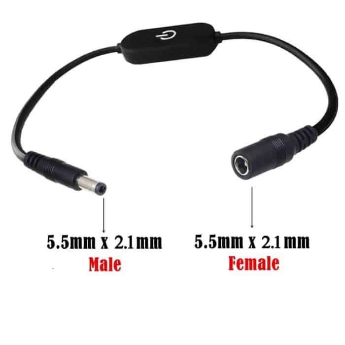 JUNSUNMAY DC 5,5 mm x 2,5 mm LED-Touch-Inline-Dimmerschalter-Controller für einzelne Farbe, Länge 30 cm, DC 5.5mmx2.1mm – Bild 2