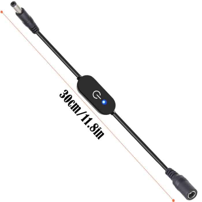 JUNSUNMAY DC 5,5 mm x 2,5 mm LED-Touch-Inline-Dimmerschalter-Controller für einzelne Farbe, Länge 30 cm, DC 5.5mmx2.1mm – Bild 3