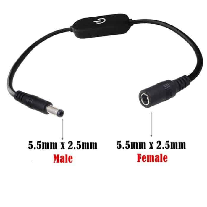 JUNSUNMAY DC 5,5 mm x 2,5 mm LED-Touch-Inline-Dimmerschalter-Controller für einzelne Farbe, Länge 30 cm, DC 5.5mmx2.5mm – Bild 2