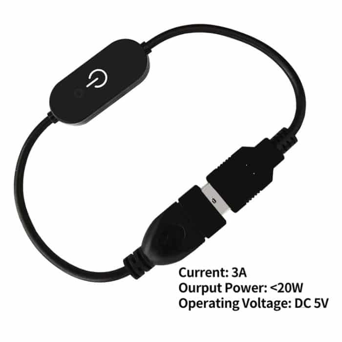 JUNSUNMAY USB-LED-Touch-Inline-Dimmerschalter-Controller für einzelne Farben, Länge 1 m, USB Male to Female – Bild 3