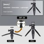 JMARY MT-20 Mini tragbarer 360-Grad-Kugelkopf-Selfie-Stick, zusammenklappbarer Desktop-Stativ-Telefonhalter – Bild 4
