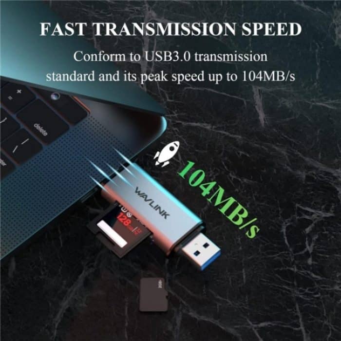 WAVLINK WL-CR3002 Multifunktions-Mini-Aluminiumlegierungsgehäuse Typ C + USB3.0 SD/TF-Kartenleser – Bild 7