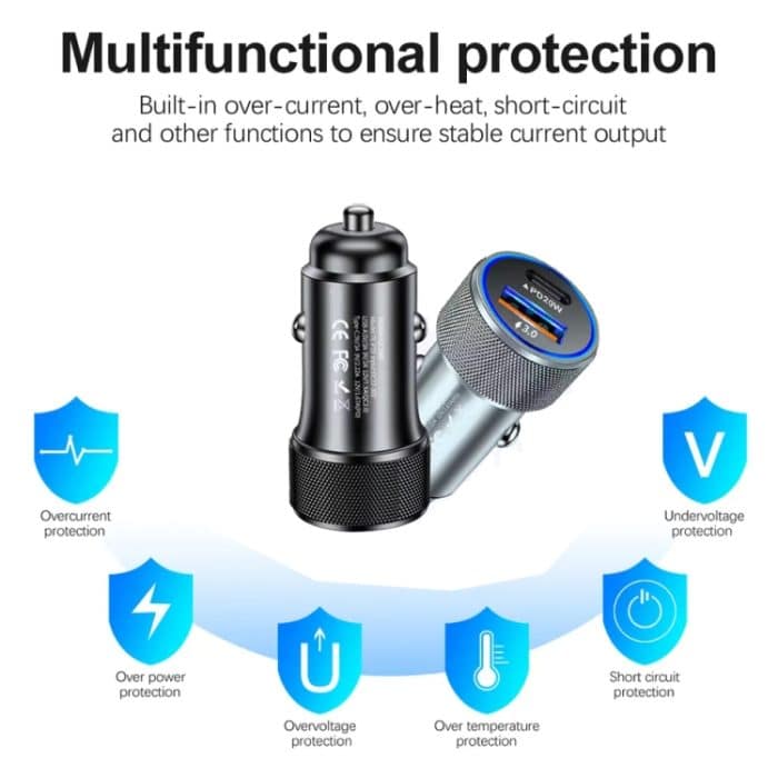 P19 Metall PD20W USB-C + QC18W USB Dual Port Autoladegerät – Bild 4