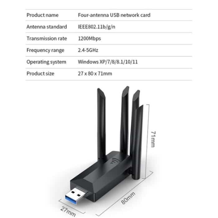 A07 4-Antennen-Dualband-Treiberfreier USB3.0-Hochgeschwindigkeits-Wireless-Computernetzwerkadapter – Bild 7