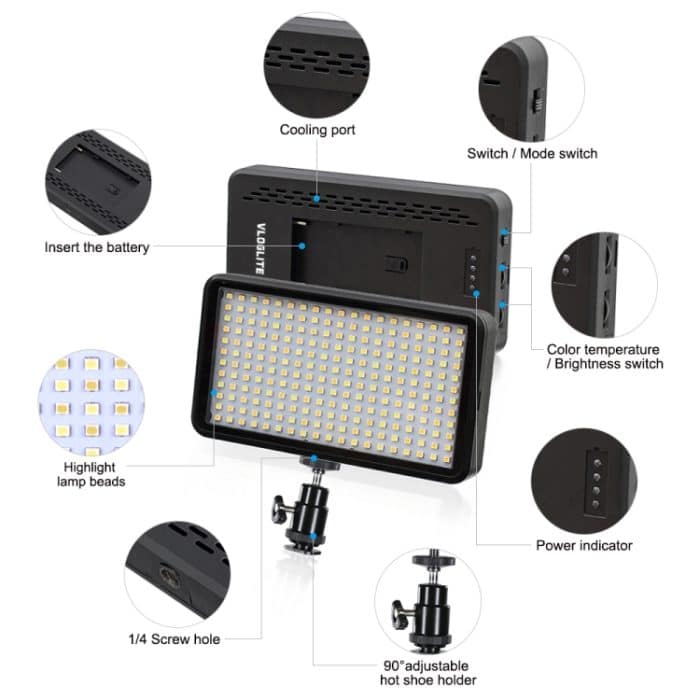 VLOGLITE W228 Tragbares fotografisches Fülllicht mit zwei Farbtemperaturen und hoher Helligkeit – Bild 4