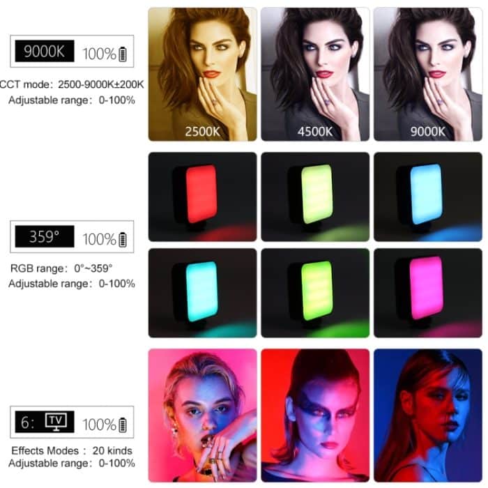 VLOGLITE W64RGB Dimmbares RGB-LED-Taschenfülllicht 20 Modi Live-Übertragungs-Videolicht – Bild 5