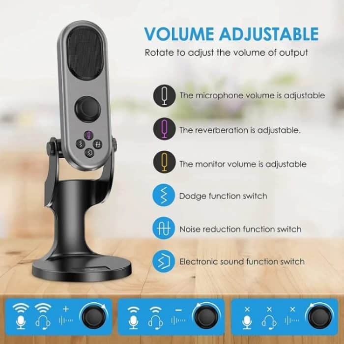 JMARY MC-PW7 USB-Desktop-Mikrofon mit Nierencharakteristik und Rauschunterdrückung – Bild 4