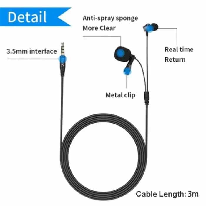 JMARY MC-R5 Lavalier 3,5-mm-Anschluss-Kabelmikrofon mit Tonüberwachungskopfhörer, Länge: 3 m – Bild 3
