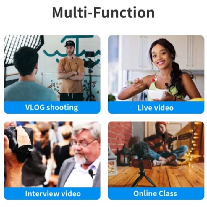 JMARY MC-R5 Lavalier 3,5-mm-Anschluss-Kabelmikrofon mit Tonüberwachungskopfhörer, Länge: 3 m – Bild 5