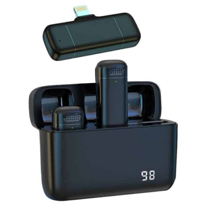 K13 2-in-1-Lavalier-Funkmikrofon mit 8-poligem Empfänger und Ladestation – Bild 1