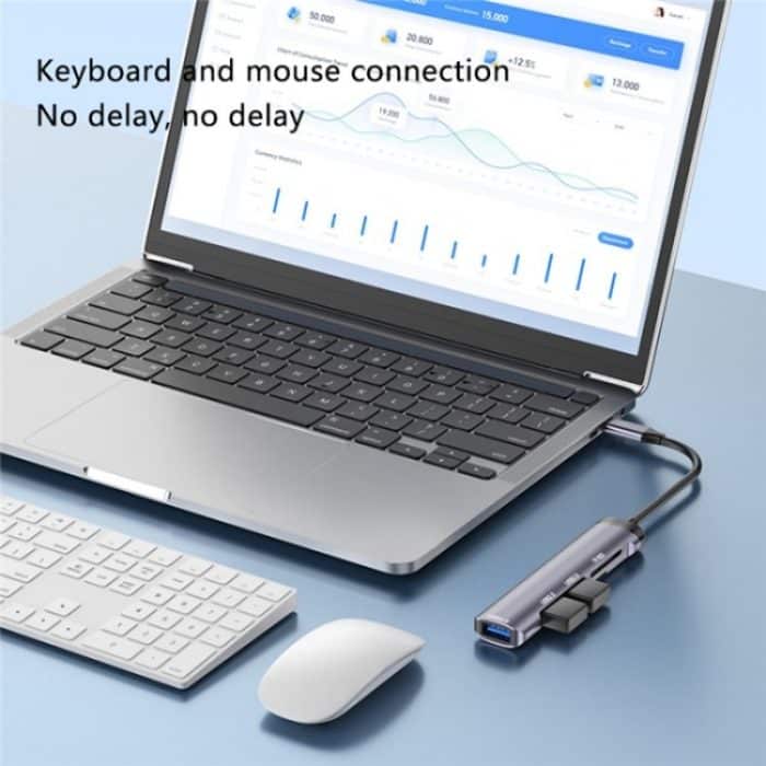 T505 Laptop-Telefonadapter Typ C auf USB2.0x2 + USB3.0 + TF-/SD-Kartensteckplätze USB-HUB – Bild 5