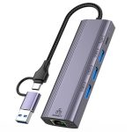 T513 USB-A / Typ-C auf USB3.0 x 3 + USB-C + Gigabit Laptop-Adapter-Dockingstation