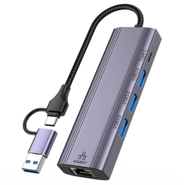 SYA0025964.jpg T513 USB-A / Typ-C auf USB3.0 x 3 + USB-C + Gigabit Laptop-Adapter-Dockingstation – Bild 1