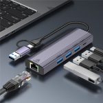 T513 USB-A / Typ-C auf USB3.0 x 3 + USB-C + Gigabit Laptop-Adapter-Dockingstation – Bild 2