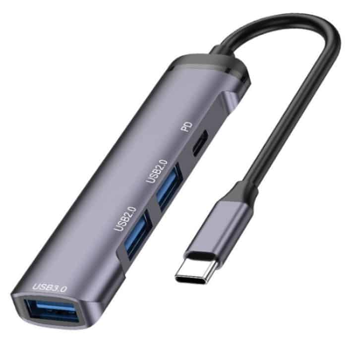 T506 Aluminiumlegierung Multi-Port-Konverter USB-C 3.0 zu PD + USB 3.0 + 2 x USB 2.0 Adapter HUB – Bild 1