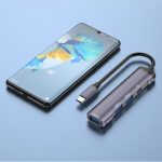 T506 Aluminiumlegierung Multi-Port-Konverter USB-C 3.0 zu PD + USB 3.0 + 2 x USB 2.0 Adapter HUB – Bild 8