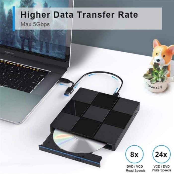 009 mit USB-Anschluss für Laptop-Computer Externes DVD-Laufwerk USB 3.0 + Typ-C-Adapter – Bild 2