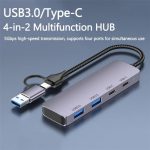 T-32C 2-in-1-Kabel USB 3.0 + Typ-C 4-Port-Hub Dockingstation aus Aluminiumlegierung – Bild 2